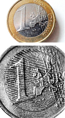 latenter Fingerabdruck auf 1€ Münze