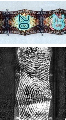 latenter Fingerabdruck auf Banknote