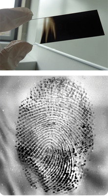 fingerprint on sooted glass detected with eviscan