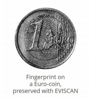 fingerprint on a euro-coin preserved with eviscan