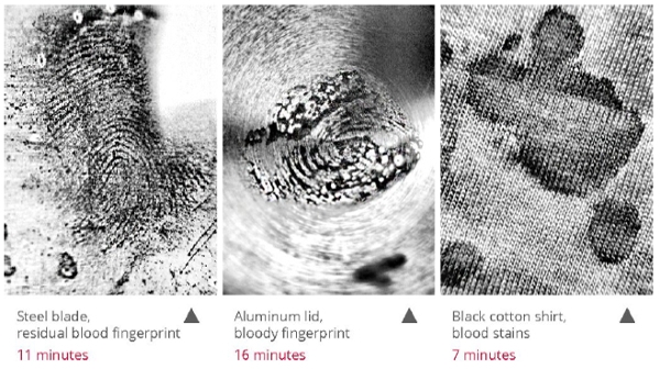 bloody fingerprints and stains detected with eviscan