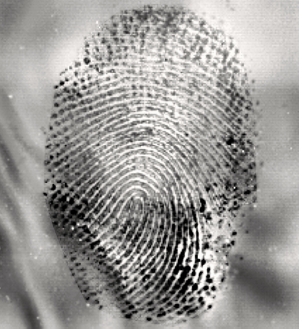 soot-covered latent fingerprint revealed with EVISCAN